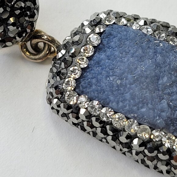 Silver Druzy and Marcasite Pendant - Picture 13 of 14